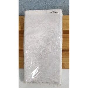Regent Manor Fabric Napkins White On White Floral Design Set Of 6 New Packaged